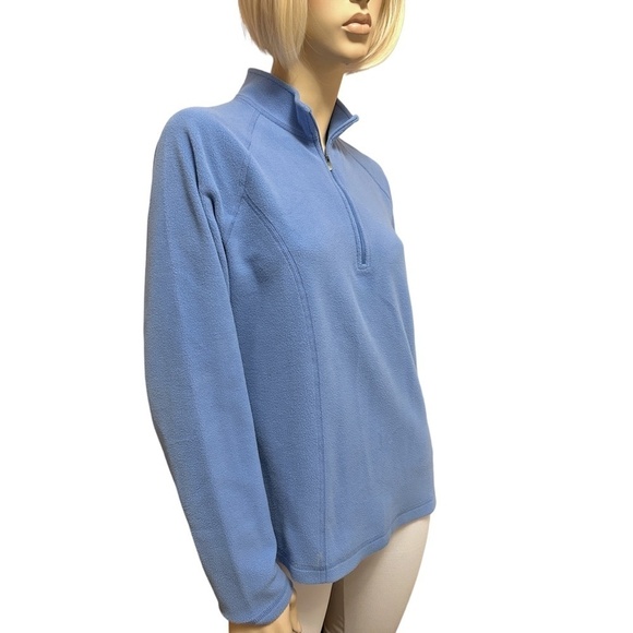 L.L. Bean Fleece ¼ zip popover Sweater Jacket Pullover Coat Sky Blue - Picture 8 of 13